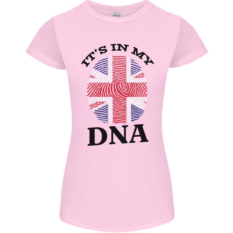 Britain Its in My DNA Funny Union Jack Flag Womens Petite Cut T-Shirt Light Pink