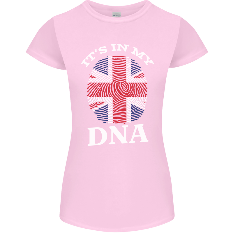 Britain Its in My DNA Funny Union Jack Flag Womens Petite Cut T-Shirt Light Pink