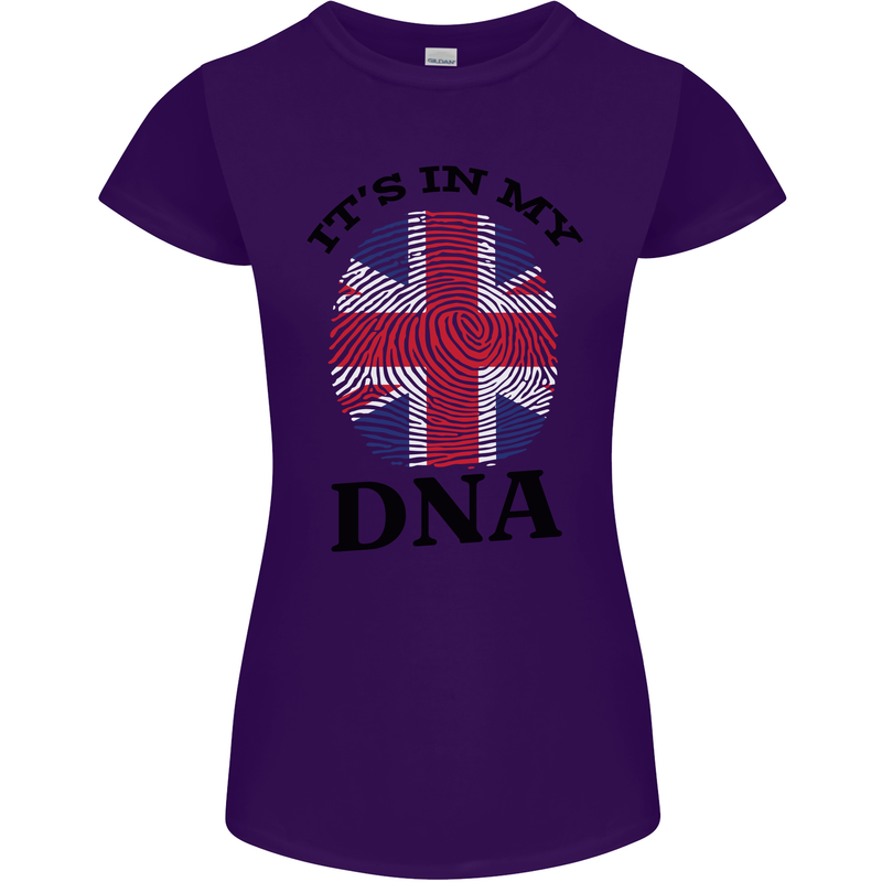 Britain Its in My DNA Funny Union Jack Flag Womens Petite Cut T-Shirt Purple