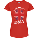 Britain Its in My DNA Funny Union Jack Flag Womens Petite Cut T-Shirt Red