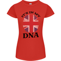 Britain Its in My DNA Funny Union Jack Flag Womens Petite Cut T-Shirt Red