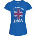 Britain Its in My DNA Funny Union Jack Flag Womens Petite Cut T-Shirt Royal Blue