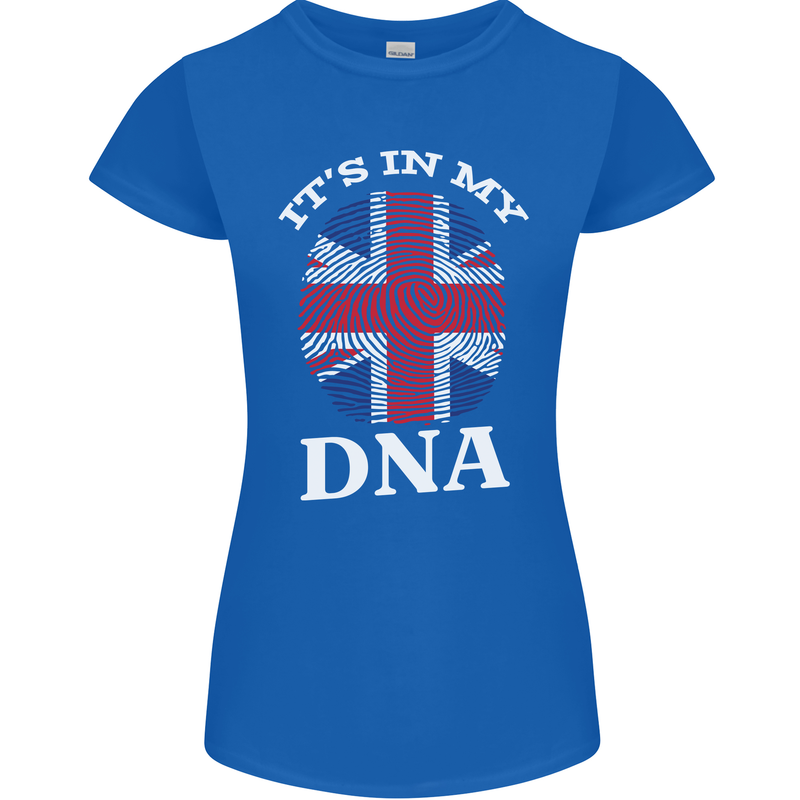 Britain Its in My DNA Funny Union Jack Flag Womens Petite Cut T-Shirt Royal Blue
