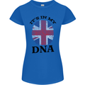 Britain Its in My DNA Funny Union Jack Flag Womens Petite Cut T-Shirt Royal Blue