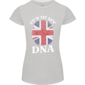 Britain Its in My DNA Funny Union Jack Flag Womens Petite Cut T-Shirt Sports Grey