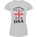 Britain Its in My DNA Funny Union Jack Flag Womens Petite Cut T-Shirt Sports Grey