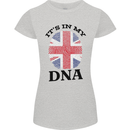 Britain Its in My DNA Funny Union Jack Flag Womens Petite Cut T-Shirt Sports Grey
