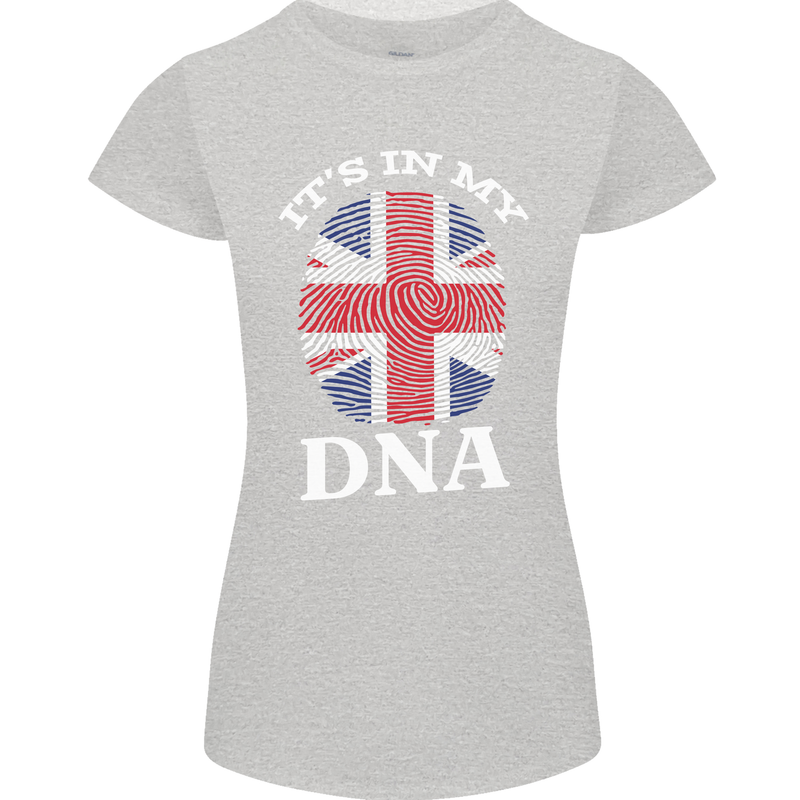 Britain Its in My DNA Funny Union Jack Flag Womens Petite Cut T-Shirt Sports Grey