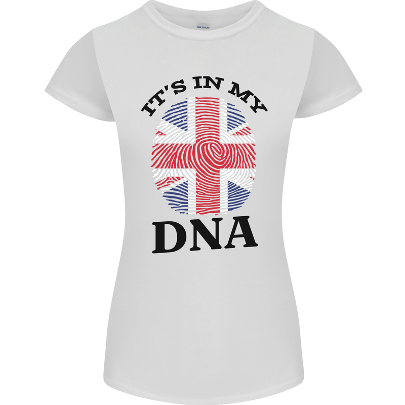 Britain Its in My DNA Funny Union Jack Flag Womens Petite Cut T-Shirt White