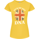 Britain Its in My DNA Funny Union Jack Flag Womens Petite Cut T-Shirt Yellow