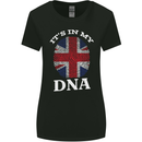 Britain Its in My DNA Funny Union Jack Flag Womens Wider Cut T-Shirt Black