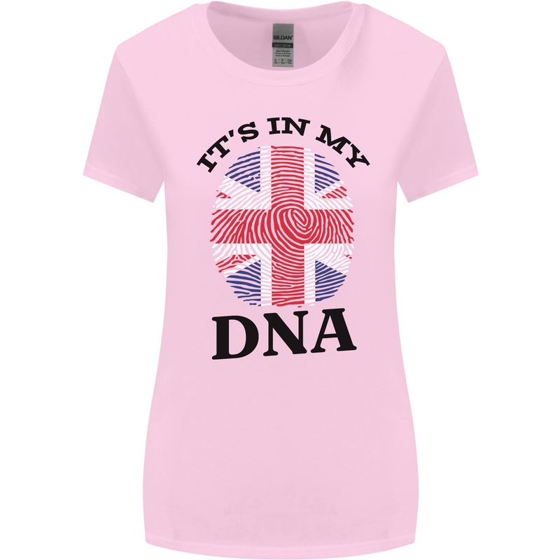 Britain Its in My DNA Funny Union Jack Flag Womens Wider Cut T-Shirt Light Pink