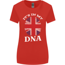 Britain Its in My DNA Funny Union Jack Flag Womens Wider Cut T-Shirt Red