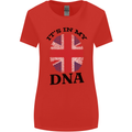 Britain Its in My DNA Funny Union Jack Flag Womens Wider Cut T-Shirt Red