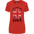Britain Its in My DNA Funny Union Jack Flag Womens Wider Cut T-Shirt Red