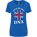 Britain Its in My DNA Funny Union Jack Flag Womens Wider Cut T-Shirt Royal Blue