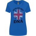 Britain Its in My DNA Funny Union Jack Flag Womens Wider Cut T-Shirt Royal Blue