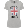 Britain Its in My DNA Funny Union Jack Flag Womens Wider Cut T-Shirt Sports Grey