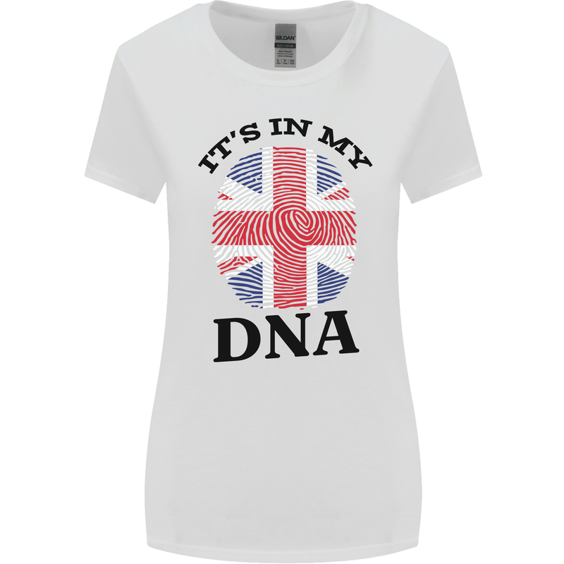 Britain Its in My DNA Funny Union Jack Flag Womens Wider Cut T-Shirt White