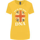 Britain Its in My DNA Funny Union Jack Flag Womens Wider Cut T-Shirt Yellow