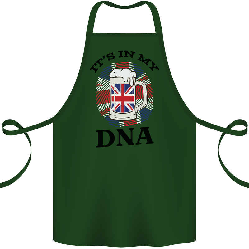 British Beer It's in My DNA Union Jack Flag Cotton Apron 100% Organic Forest Green