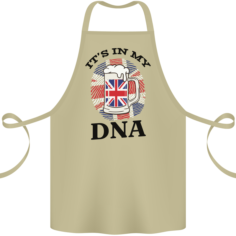 British Beer It's in My DNA Union Jack Flag Cotton Apron 100% Organic Khaki