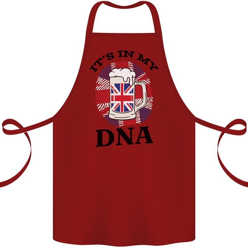 British Beer It's in My DNA Union Jack Flag Cotton Apron 100% Organic Maroon