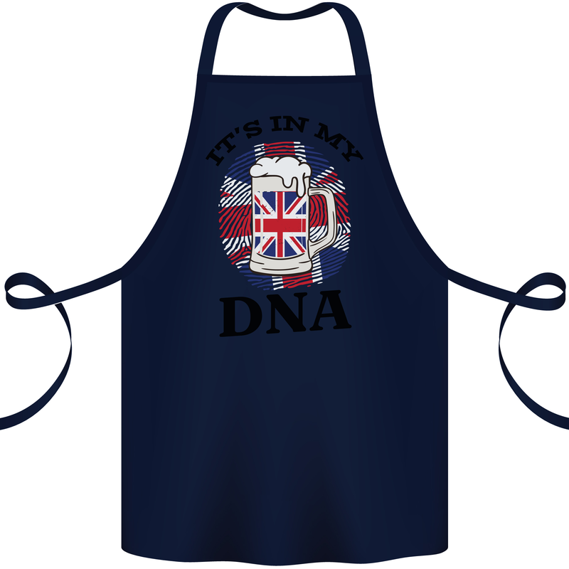 British Beer It's in My DNA Union Jack Flag Cotton Apron 100% Organic Navy Blue