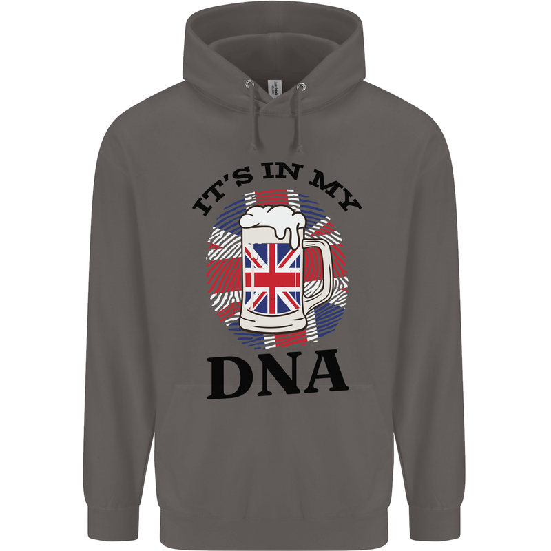 British Beer It's in My DNA Union Jack Flag Mens 80% Cotton Hoodie Charcoal