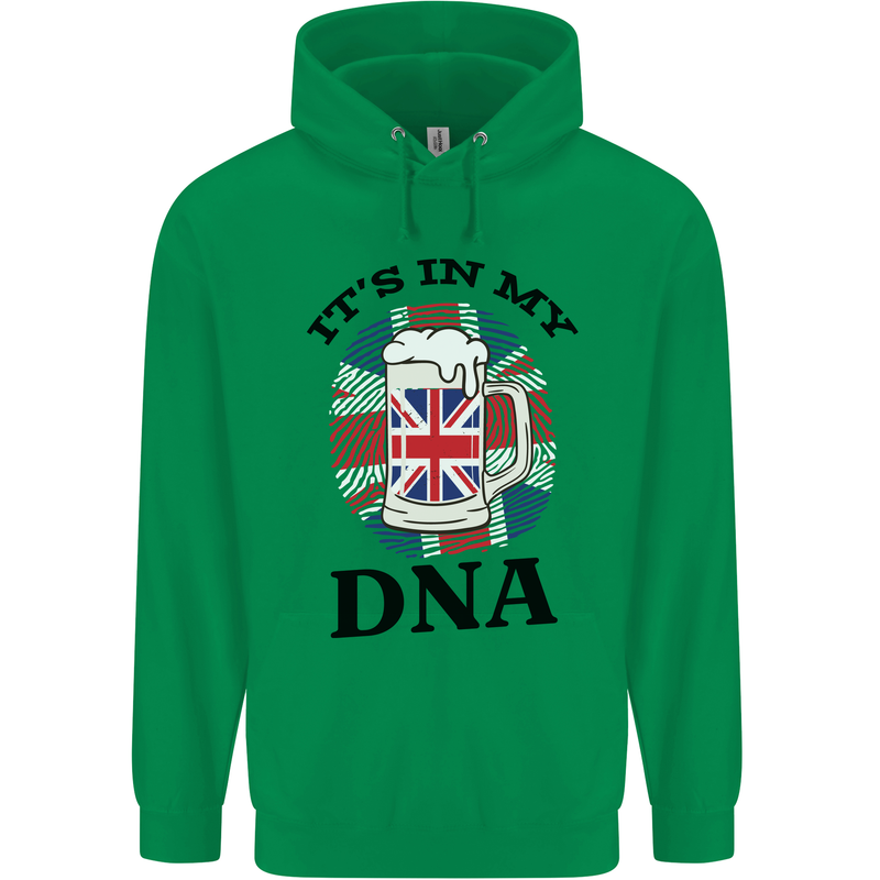 British Beer It's in My DNA Union Jack Flag Mens 80% Cotton Hoodie Irish Green