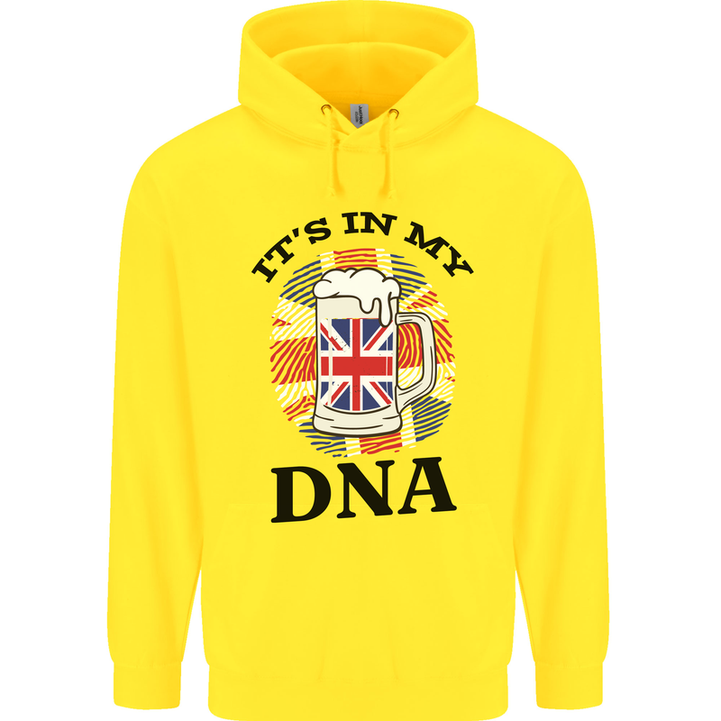 British Beer It's in My DNA Union Jack Flag Mens 80% Cotton Hoodie Yellow