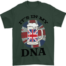 British Beer It's in My DNA Union Jack Flag Mens T-Shirt Cotton Gildan Forest Green