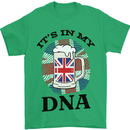 British Beer It's in My DNA Union Jack Flag Mens T-Shirt Cotton Gildan Irish Green