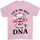 British Beer It's in My DNA Union Jack Flag Mens T-Shirt Cotton Gildan Light Pink