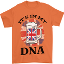 British Beer It's in My DNA Union Jack Flag Mens T-Shirt Cotton Gildan Orange
