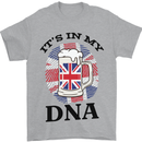 British Beer It's in My DNA Union Jack Flag Mens T-Shirt Cotton Gildan Sports Grey