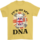 British Beer It's in My DNA Union Jack Flag Mens T-Shirt Cotton Gildan Yellow
