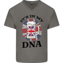 British Beer It's in My DNA Union Jack Flag Mens V-Neck Cotton T-Shirt Charcoal