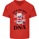 British Beer It's in My DNA Union Jack Flag Mens V-Neck Cotton T-Shirt Red