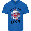 British Beer It's in My DNA Union Jack Flag Mens V-Neck Cotton T-Shirt Royal Blue