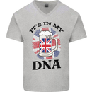 British Beer It's in My DNA Union Jack Flag Mens V-Neck Cotton T-Shirt Sports Grey