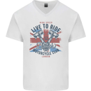 British Motorcycle Club Live to Ride Biker Mens V-Neck Cotton T-Shirt White