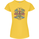 British Motorcycle Club Live to Ride Biker Womens Petite Cut T-Shirt Yellow