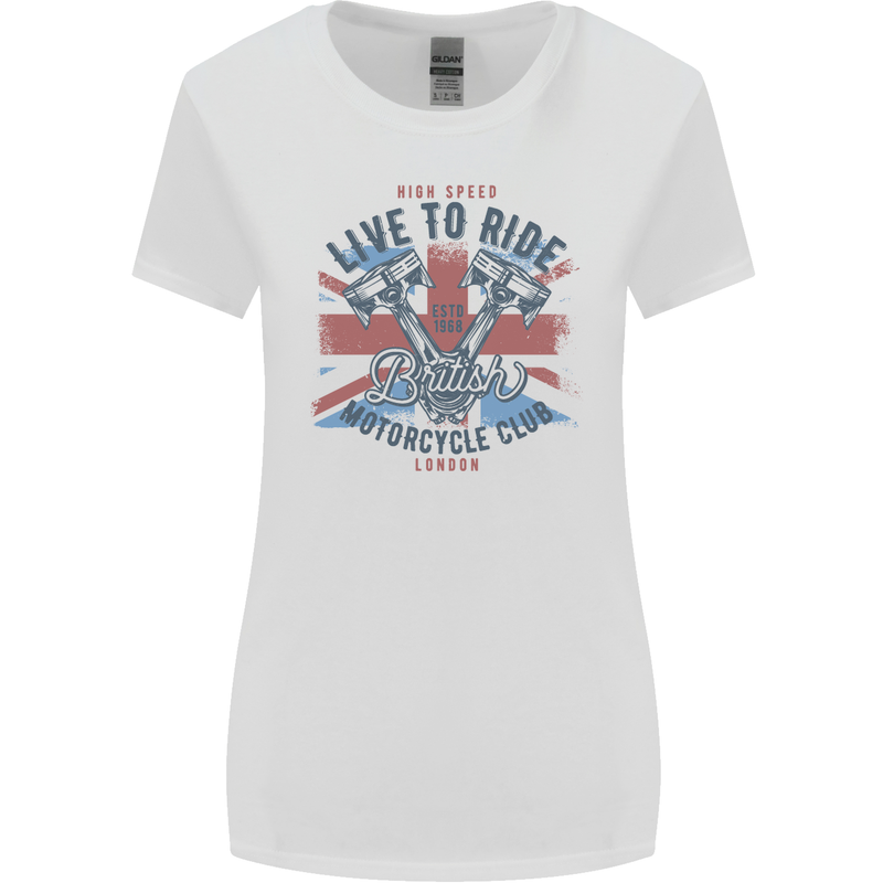 British Motorcycle Club Live to Ride Biker Womens Wider Cut T-Shirt White