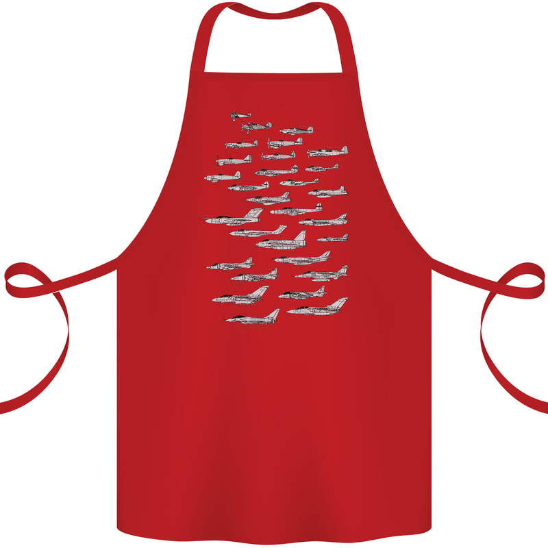 British RAF Fighters Royal Air Force Planes Cotton Apron 100% Organic Red