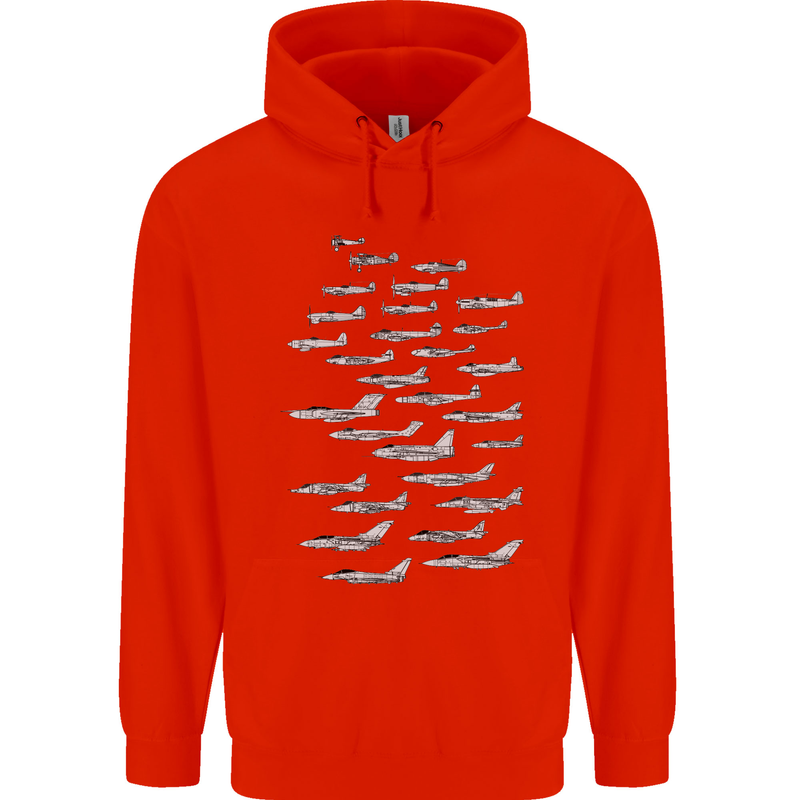 British RAF Fighters Royal Air Force Planes Mens 80% Cotton Hoodie Bright Red