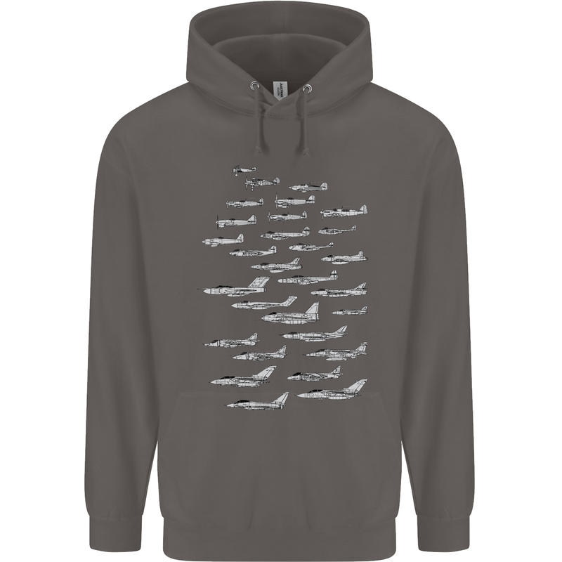 British RAF Fighters Royal Air Force Planes Mens 80% Cotton Hoodie Charcoal