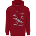 British RAF Fighters Royal Air Force Planes Mens 80% Cotton Hoodie Red