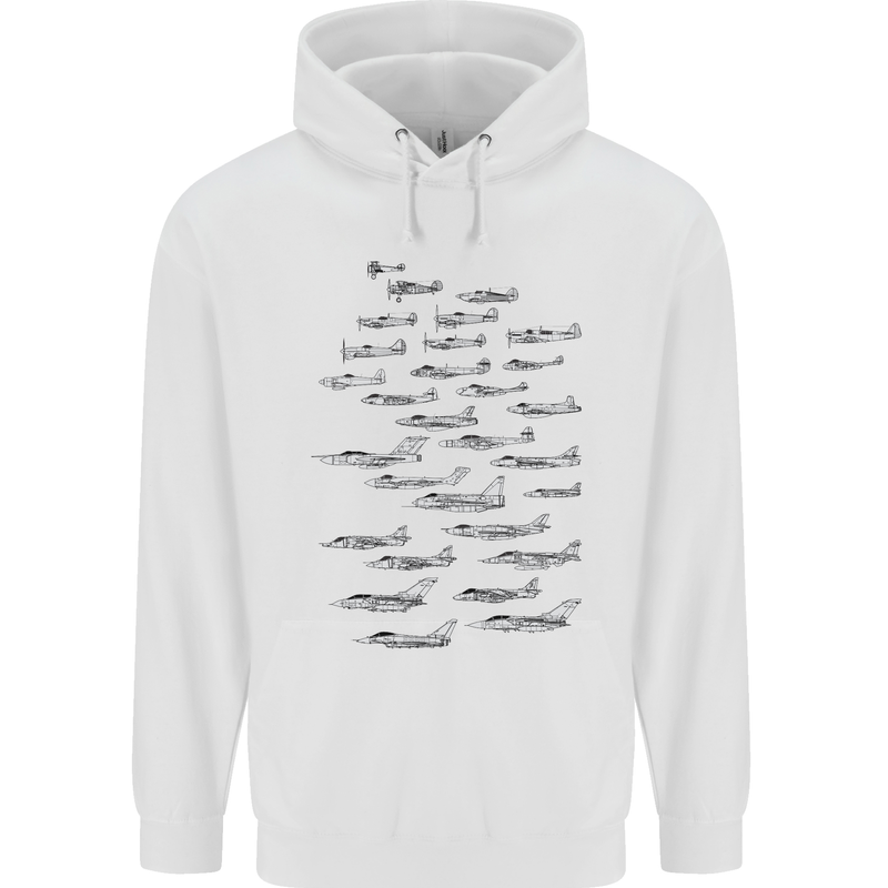 British RAF Fighters Royal Air Force Planes Mens 80% Cotton Hoodie White