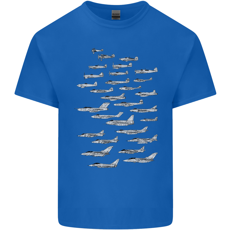British RAF Fighters Royal Air Force Planes Mens Cotton T-Shirt Tee Top Royal Blue